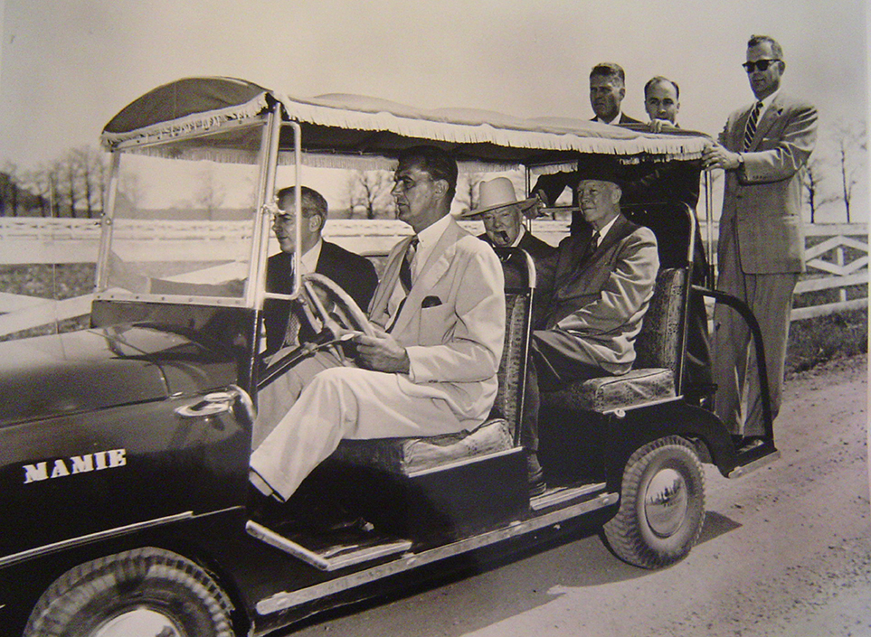 Winston Churchill visited the farm on May 6, 1959, and was treated to a tour in the Eisenhowers’ compact Crosley Runabout. Eisenhower National Historic Site, ENHS 1581