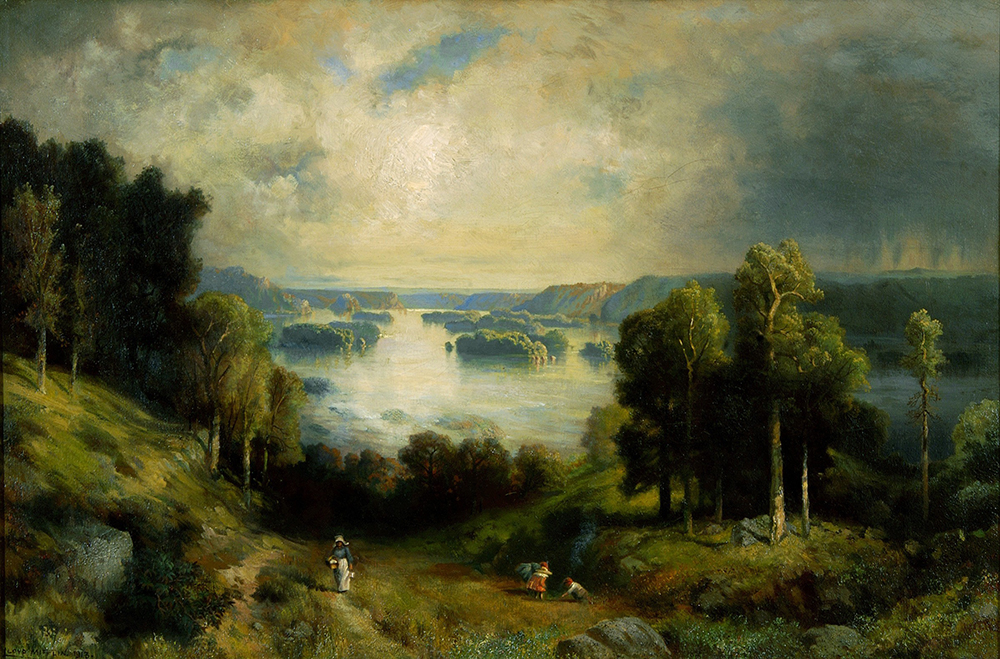Susquehanna River from the Hills, Columbia, oil on canvas by Lloyd Mifflin, 1913. PHMC