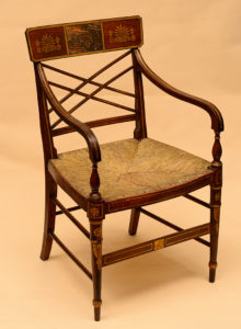 A chair allegedly constructed of wood from the legendary Treaty Elm, c. 1810. PHMC