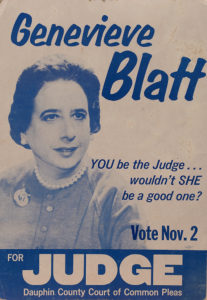 Genevieve Blatt campaign poster for judge of the Pennsylvania Commonwealth Court, 1973.