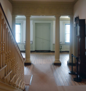Cliveden was subjected to intense bombardment during the Battle of Germantown and bears the scars of cannonballs and gunfire, as seen in this photo on the house’s string course. Photo by John Boyd Henderson