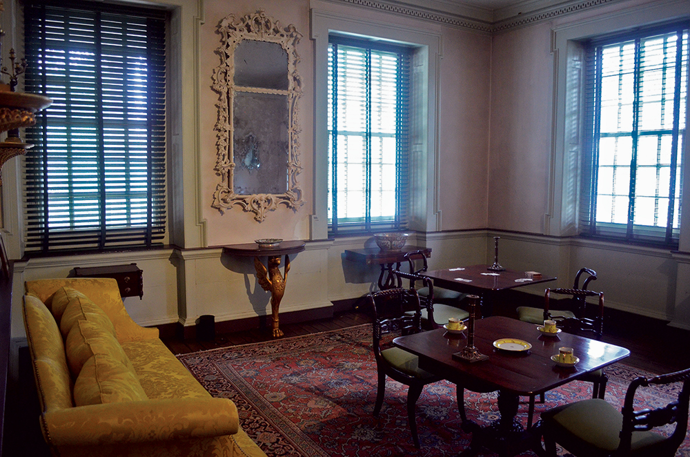 The parlor at Cliveden is appropriately decorated and furnished as it would have been during the early occupation by the Chews. The yellow sofa by Thomas Affleck is among the country’s rarest examples of early American furniture.