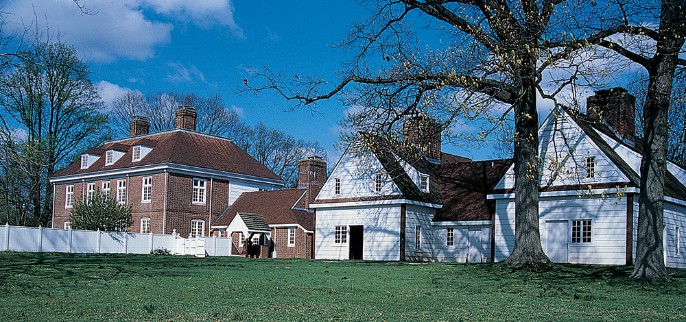The Manor House and its attached kitchen and the Bake and Brew House at Pennsbury Manor. PHMC/Photo by David J. Healy