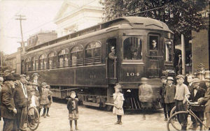 Car 104 on a much happier day—celebrating completing the journey to Ebensburg for the first time on May 20, 1912.