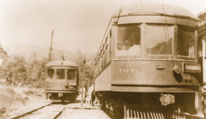 The Brookdale siding showing, from left to right, car 108 and car 107. Rob Quay Collection