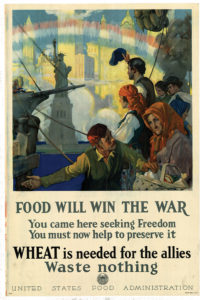 Created by Charles Edward Chambers (1883-1941), this 1917 poster encourages recent immigrants to conserve wheat for the war effort . Pennsylvania State Archives/MG-272
