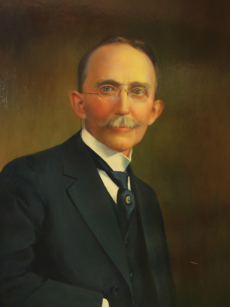 Based on a c. 1925 photograph, this oil-on-canvas portrait of Rudolph M. Hunter was painted by Emilie DeSilver Atlee in 1976 and is now in the collection of the Franklin Institute. Franklin Institute/Photo by David D. Hursh