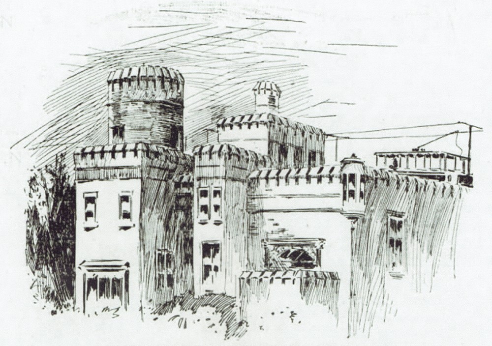 Not every house in West Philadelphia had a rooftop trolley, it’s safe to say, but Hunter’s “Castle” at 3710 Chestnut Street did. From “A Trolley Road on a House,” Philadelphia Times, January 2, 1898