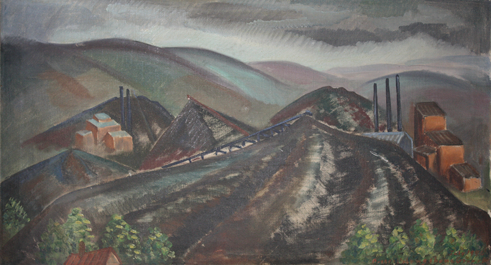 Priscilla Longshore Garrett, View Looking North from Main Street, Scranton, 1946, oil on canvas. Anthracite Heritage Museum