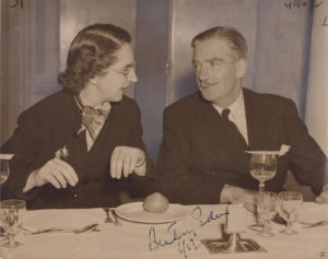 Rebecca Gross interviewed several international leaders in her career. Here, during a reporting trip to Europe in the early 1950s, she interviews Anthony Eden, who soon would become British prime minister. Annie Halenbake Ross Library, Lock Haven
