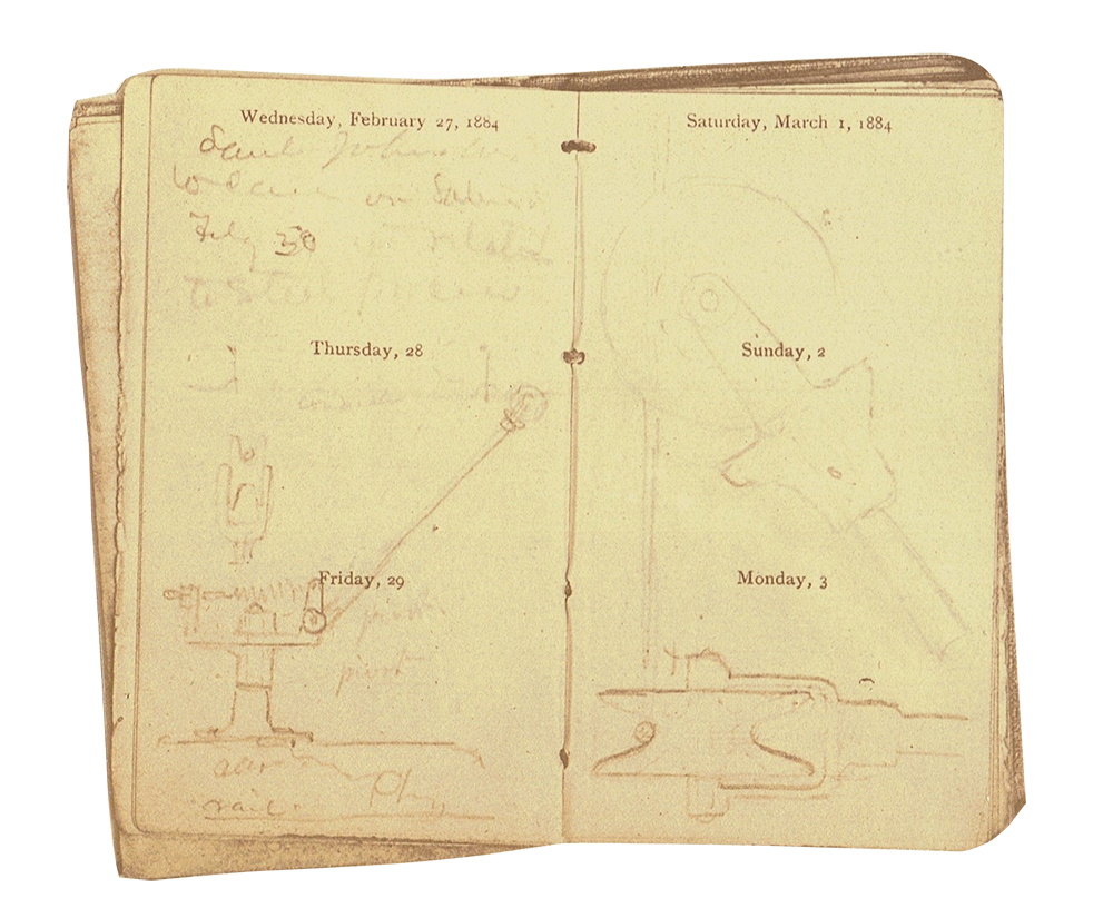 This early design from an 1884 Hunter datebook appears to have all the underrunning trolley’s essential features.