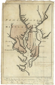 In 1735 this maps was used as an exhibit in the case of the Penns against Calvert to settle the Pennsylvania–Maryland boundary dispute. Library of Congress