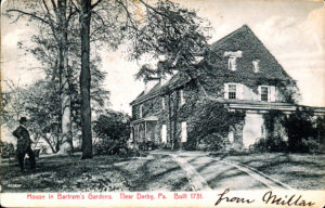 This c. 1908 postcard shows the west side of the Bartram House with elements of the original Ann Bartram Carr Garden landscape still visible. John Bartram Association