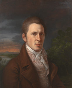 Rembrandt Peale, pictured here in an 1818 oil-on-canvas portrait by Charles Willson Peale, assisted his father in exhuming mastodon remains and reconstructing the skeletons.