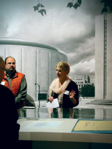 Lowery leading a tour for the 50th anniversary of The State Museum and Archives Complex in 2015. PHMC/Photo by Don Giles