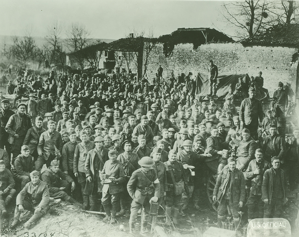 Soldiers of the 79th Division on the front lines at Gibercy, Meuse, on November 12, 1918, after the signing of the Armistice. Pennsylvania Military Museum/Miller Collection