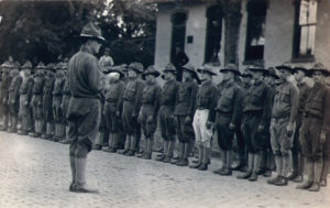 The men of Company C lined up for inspection in Somerset, Summer 1917. Courtesy the Family of Ivan Lambert