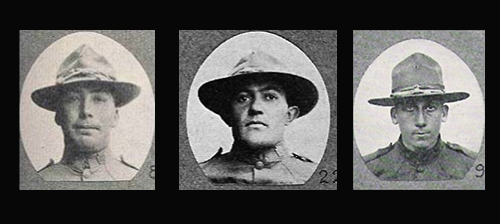 Among the surviving members of Company C were, left to right, Pvt. Herbert Foust, Cpl. Samuel Landis, and Pvt. William Sarver. From The Twenty-Eighth Division in the World War, Vol. 2 (28th Division Publishing, 1923)