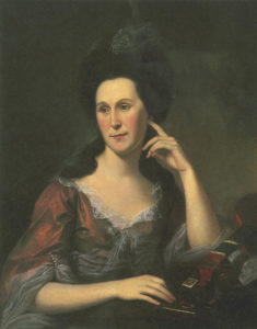Mary “Polly” Rench Rush sat for this oil-on-canvas portrait by Charles Willson Peale in 1786. Polly was painting miniatures for a fee when she met Peale. He noted that she painted for a living only, finding it “very disagreeable to her to stare in the faces of gentlemen.” She gave up the profession after her marriage.