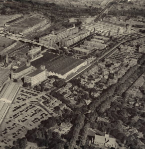 Aerial view of the Wyomissing Industries complex in the late 1940s. Permission of the Wyomissing Foundation