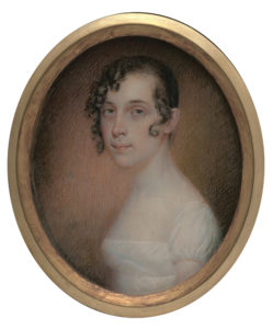 Through ambition, family connections, and a market demand for portrait miniatures, Anna Claypoole Peale was able to become a successful professional painter in Philadelphia. She was trained by her father James Peale, who painted this watercolor-on-ivory miniature portrait of Anna in 1812.