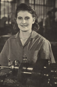 The first of many “Textilettes,” Wanda Rzymski broke the gender barrier of the Textile machine shop in 1942.