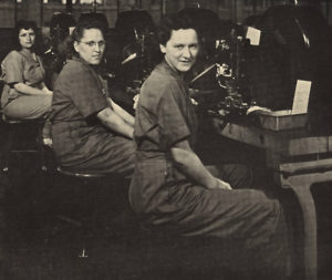Like other companies across the manufacturing spectrum, the Wyomissing Industries successfully replaced the male workers sent into military service with women.