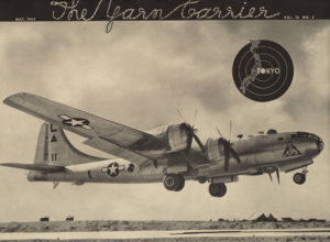 The Wyomissing Industries newsletter, The Yarn Carrier, reported the wartime achievements of the companies and news from former employees who were in the Armed Forces. The May 1945 edition featured an article on Textilian-turned-lieutenant Harold Griesemer and a cover photo of his B-29.