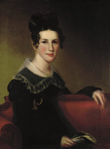 Sarah Peale made a living from portraits that displayed affluent or prominent individuals in formal pose and attire, such as this one of Anna Maria Smyth painted in 1821. The style here is derived from French Neoclassicism, which she learned from her cousin Rembrandt Peale.