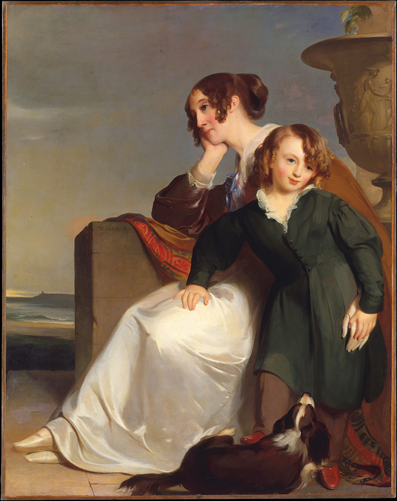 Hidden within this grand and symbolic painting of familial love and fidelity is a successful woman artist. Mother and Son was painted by renowned Philadelphia portraitist Thomas Sully, who had trained his daughters to become painters. By 1840 Jane Cooper Sully Darley, pictured here with son Alfred, had been exhibiting for 15 years.