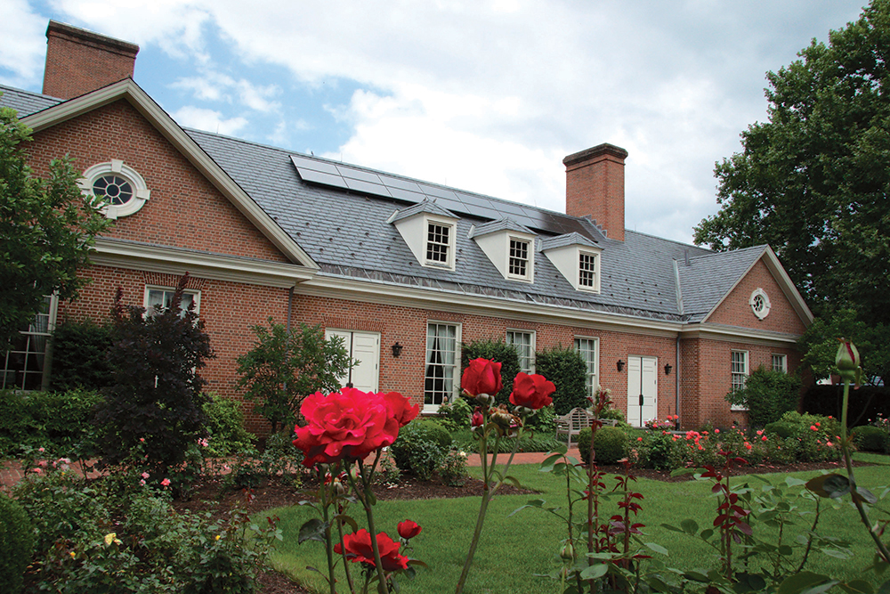The Jane Shafer Rose Garden at the Governor’s Residence was dedicated in 1970 by First Lady Jane Shafer and includes 250 roses of 13 different cultivators. Historic Harrisburg Association / Photo by Robin B. Schuldenfrei