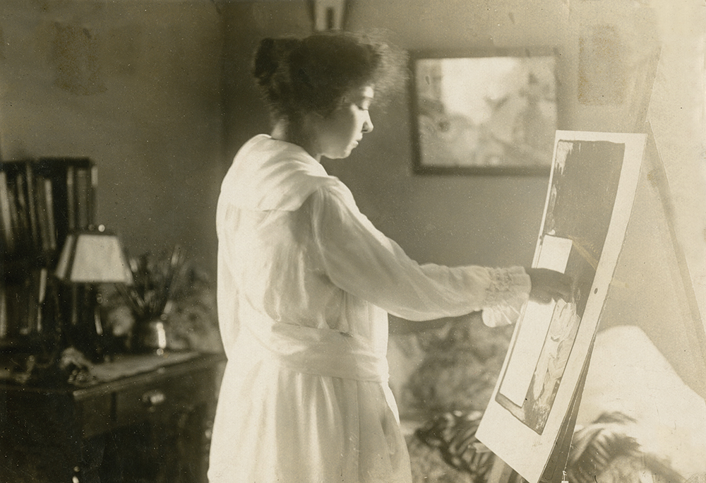 Laura Wheeler in her studio at Cheyney.