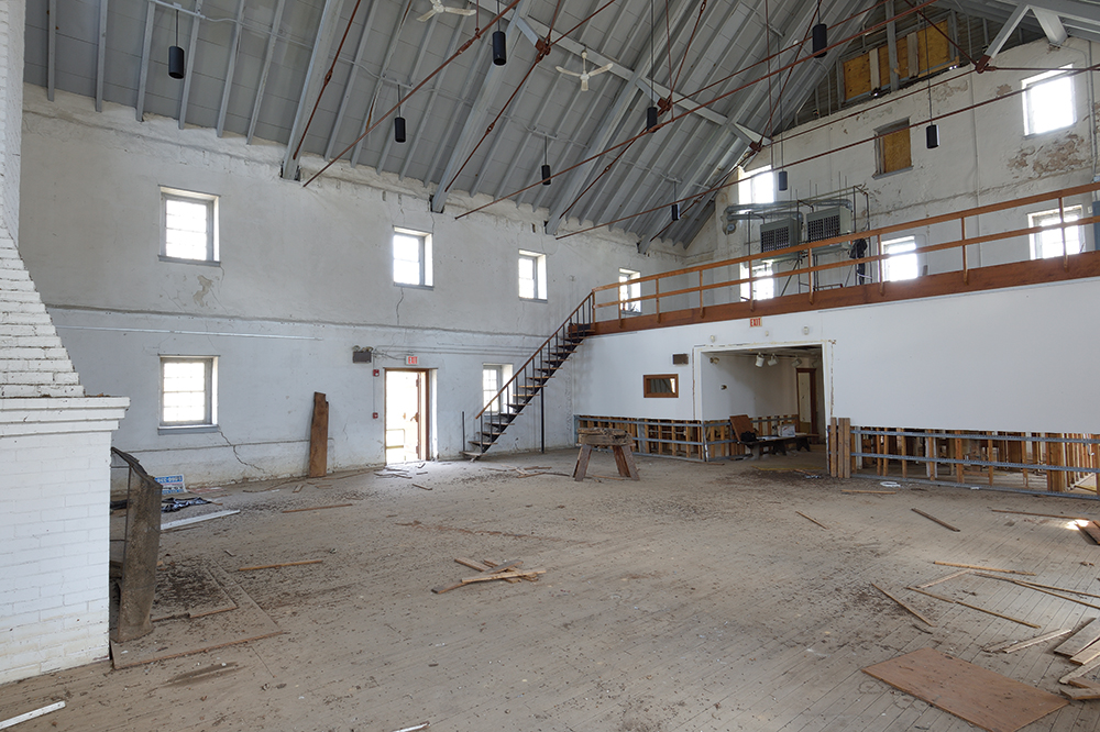 Damage to the interior of Mather Mill from previous flooding. Photo, Pennsylvania Historical & Museum Commission