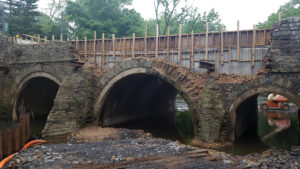 The north elevation of the bridge during reconstruction.