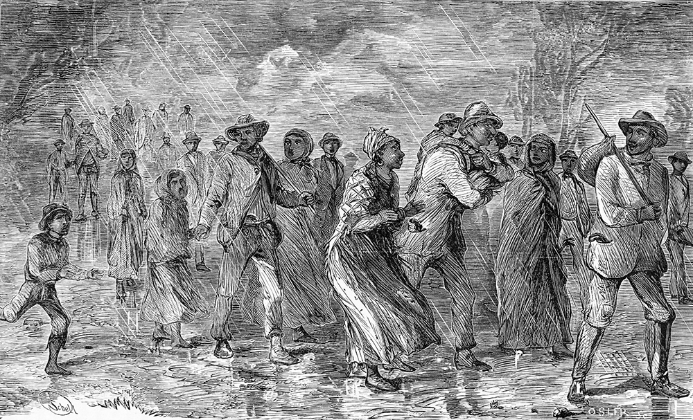 Fugitives from slavery, such as those pictured here escaping from Maryland’s Eastern Shore, crossed the Mason-Dixon Line into Pennsylvania where they were assisted along various routes by secret networks of individuals. From William Still, The Underground Rail Road (Porter & Coates, 1872)