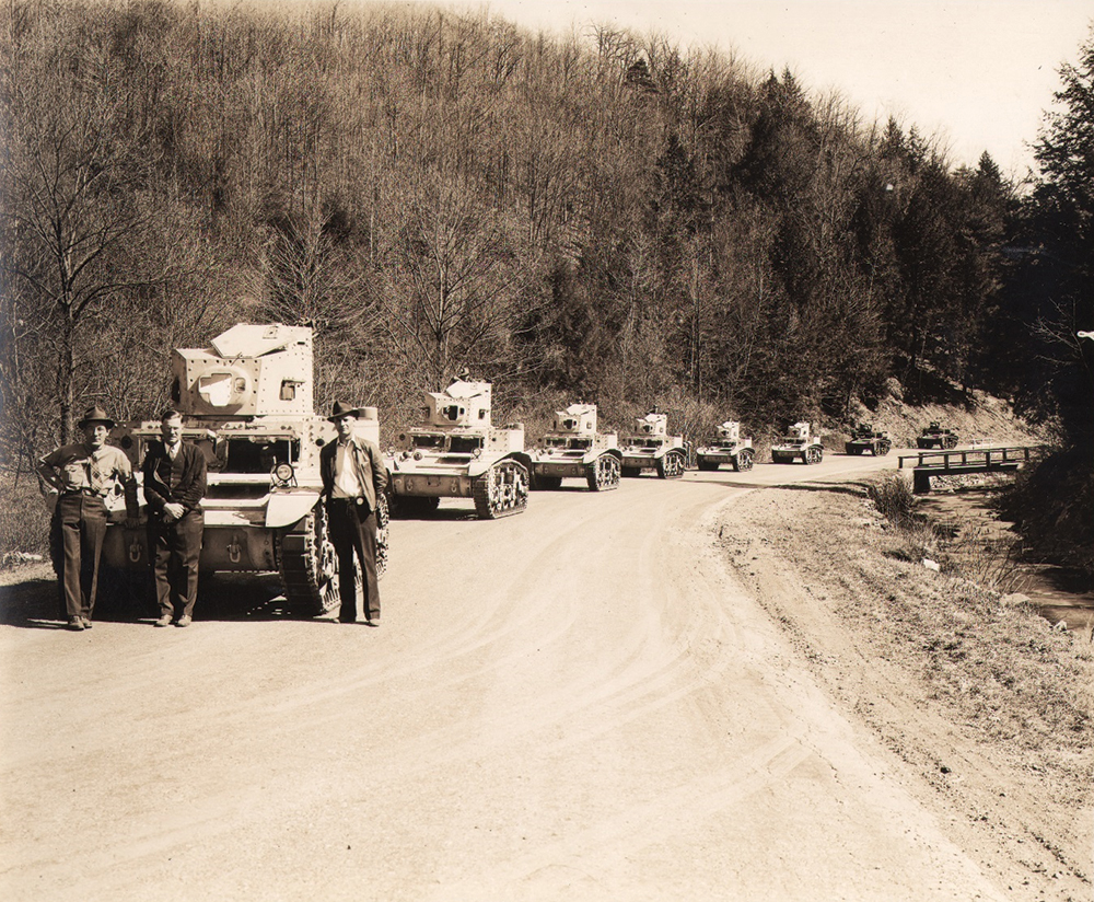 Test driving newly manufactured ACF tanks along Orangeville Highway outside of Berwick.