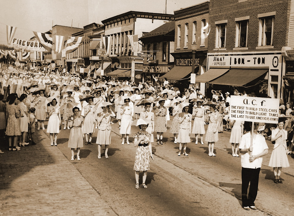 This parade on Front Street in Berwick was held to celebrate the manufacturing of the ACF plant’s 1,000th tank in 1941.