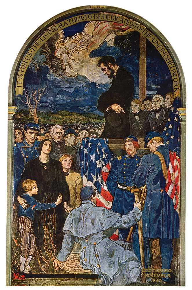The Gettysburg Address 1863 mural, Senate Chamber.