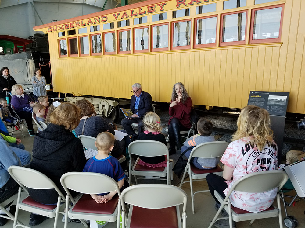 As part of PHMC’s DEIA initiative, the Railroad Museum offered American Sign Language interpretation for deaf and hard of hearing children at its 2019 Reading on the Rails event, which featured a variety of children’s books read by local notables. Railroad Museum of Pennsylvania, PHMC