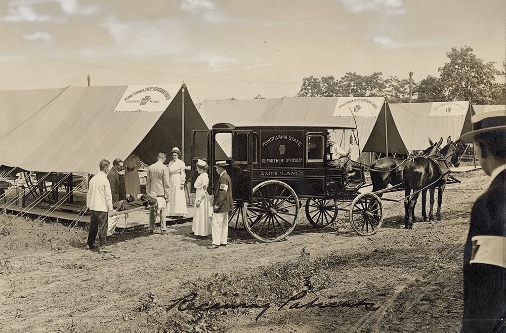 At the 50th anniversary commemoration of the Battle of Gettysburg in 1913, the Department of Health operated an emergency hospital. Pennsylvania State Archives/RG-25
