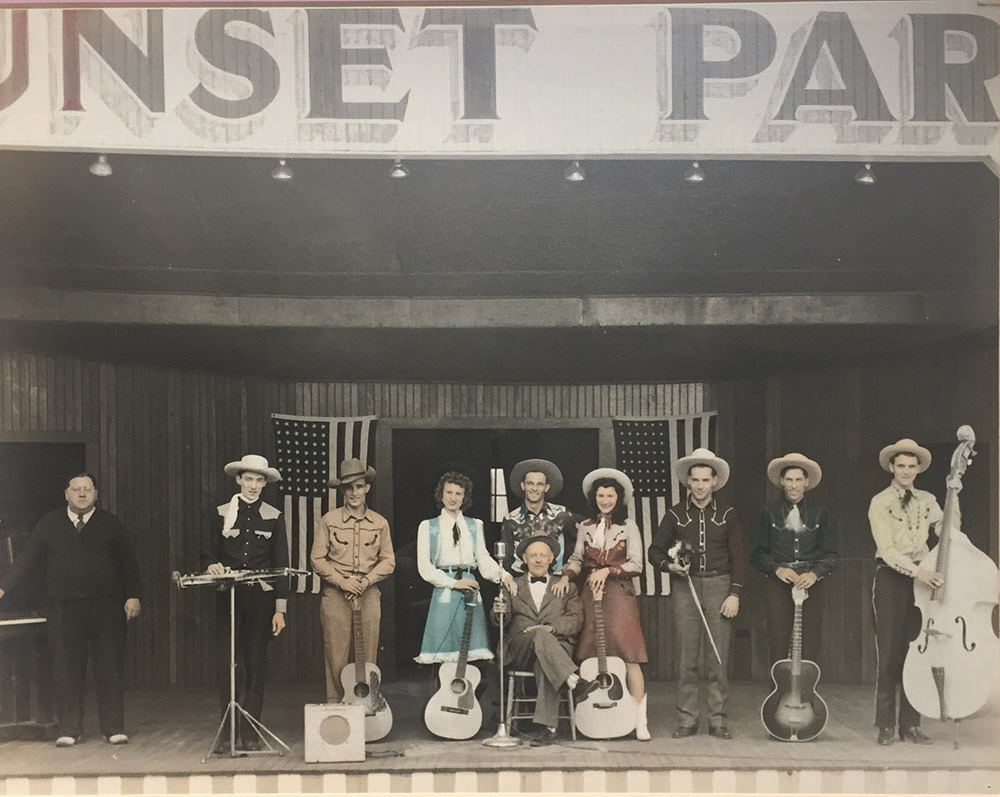 Founder and proprietor of Sunset Park, Uncle Roy Waltman, seated, with the house band, the North Carolina Ridge Runners, circa 1944. Courtesy of the Waltman Family