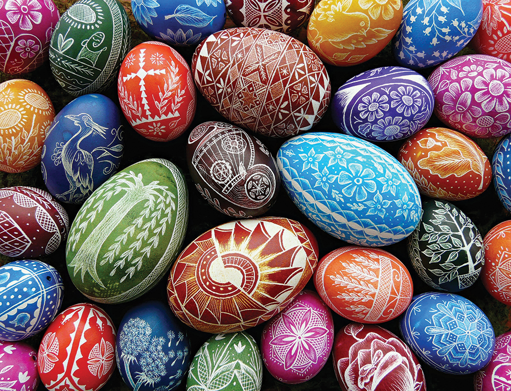 Lithuanian margučiai scratched eggs by Christine Luschas of Columbia County, one of today’s premier artists of traditional eggs in the Coal Region. Courtesy of Christine Luschas