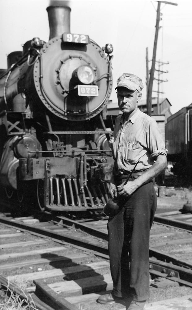 George M. Hart, flanked by his ex-Canadian Pacific Ten-Wheeler, No. 972, in York, 1966. Photo by Clarence Weaver, Courtesy Jeff Pontius, Penn Valley Pictures