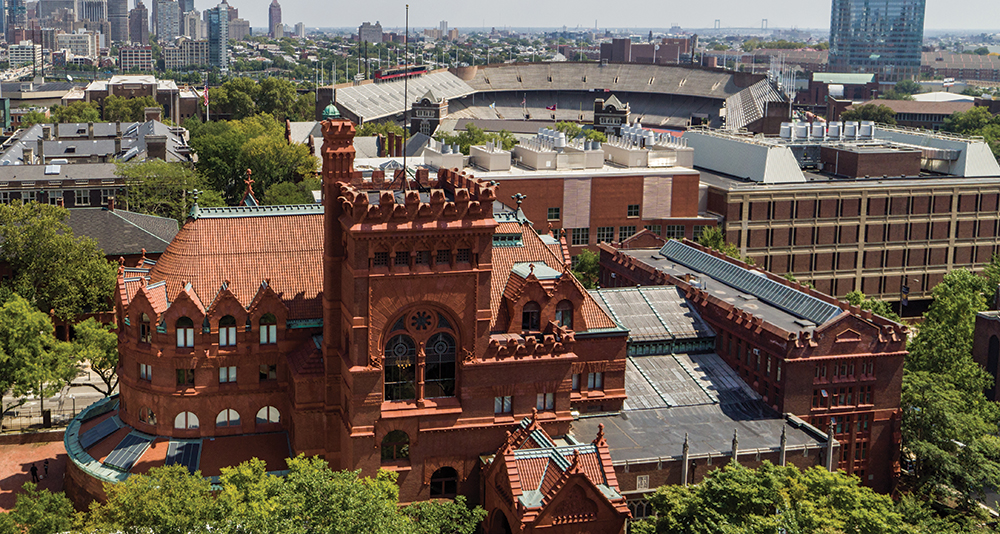 The library Frank Furness designed for the University of Pennsylvania in 1888 was a secular building with a churchlike appearance (note the rose window) — “a collision between a cathedral and a railroad station.” University of Pennsylvania