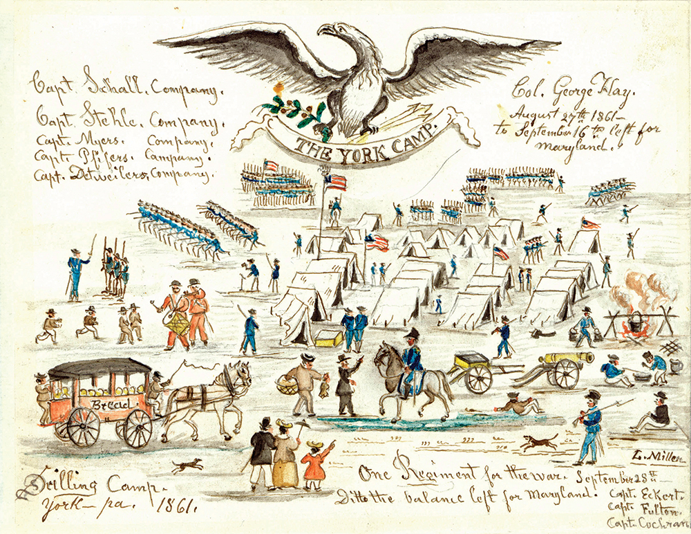 Local Union troops trained on the old York fairgrounds in the summer of 1861 at the start of the Civil War. Collections of the York County History Center, York, PA