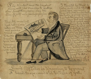 Self-portrait of Lewis Miller at age 86 in 1882. Collections of the York County History Center, York, PA