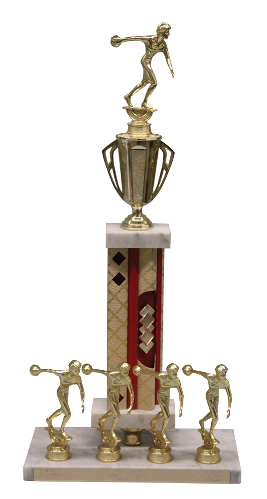 ILGWU Bowling League (Wilkes-Barre area) Championship Trophy, 1983-84, in the collection of the Pennsylvania Anthracite Heritage Museum. Pennsylvania Anthracite Heritage Museum, PHMC (AC2005.15.2)