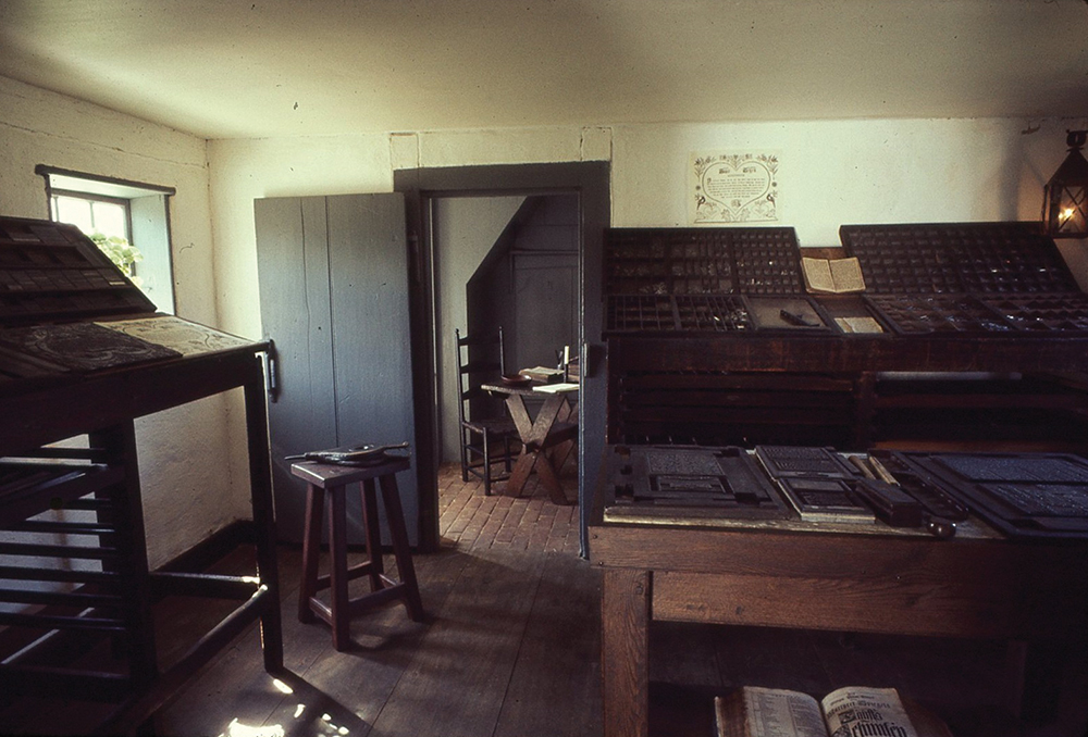 The Printing Office exhibit building at Ephrata Cloister. Photo, Ephrata Cloister, PHMC