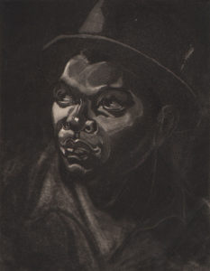 Second Thoughts (c. 1939, aquatint and etching) reflects Thrash’s overarching commitment to depicting Black life fully and truthfully. He had a pronounced gift for revealing his sitters’ complicated interior lives as conveyed through facial expressions. The subject of this moody study is thought to be one of his neighbors. Courtesy Dolan/Maxwell, Philadelphia