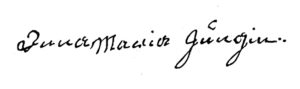 Mary identified herself as “Anna Maria Jungin” in the signature on her 1813 will. Office of the Register of Wills, Berks County Courthouse, Reading